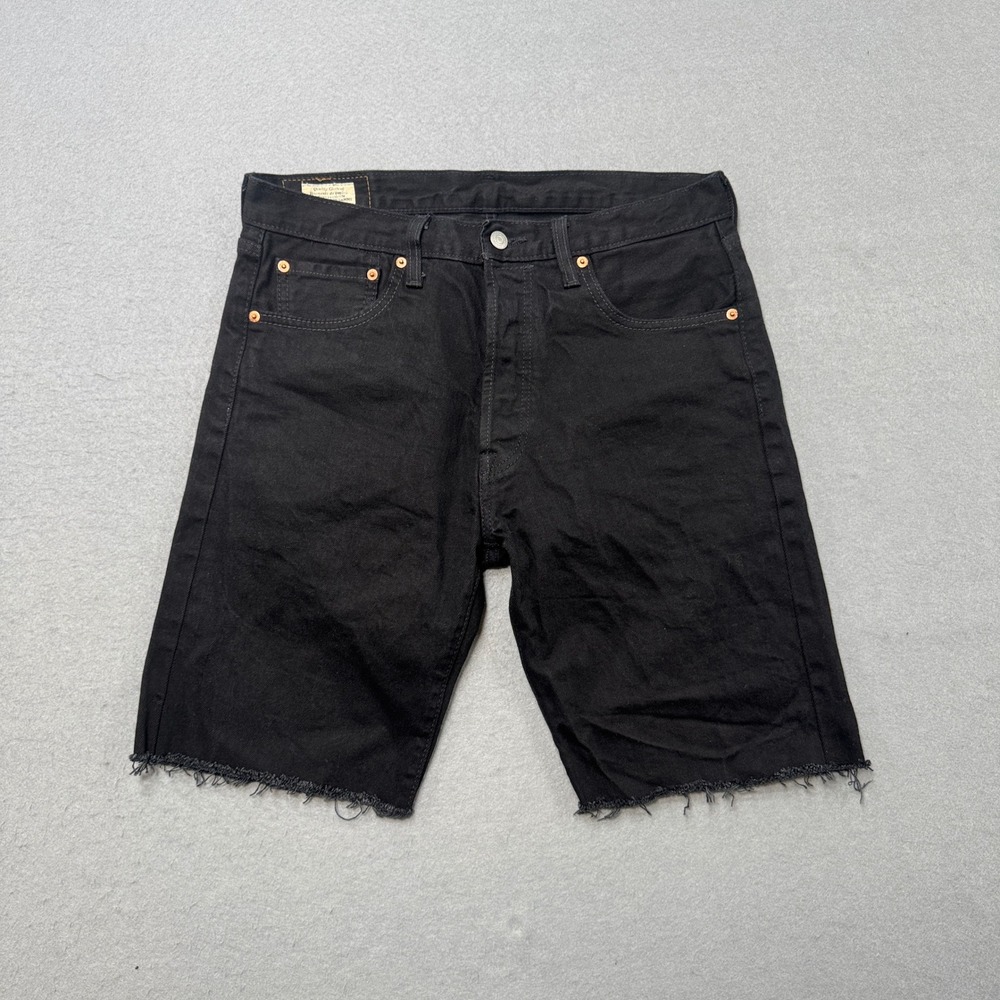 Levi's 501 '93 Shorts Mens 33 Black Denim Cut Off Straight Fit Cotton Streetwear